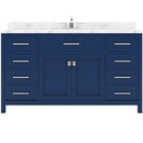 Modern Fittings Caroline 60" Single Bath Vanity with Cultured Marble Quartz Top and Round Sink