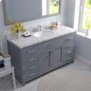 Modern Fittings Caroline 60" Single Bath Vanity with Cultured Marble Quartz Top and Round Sink