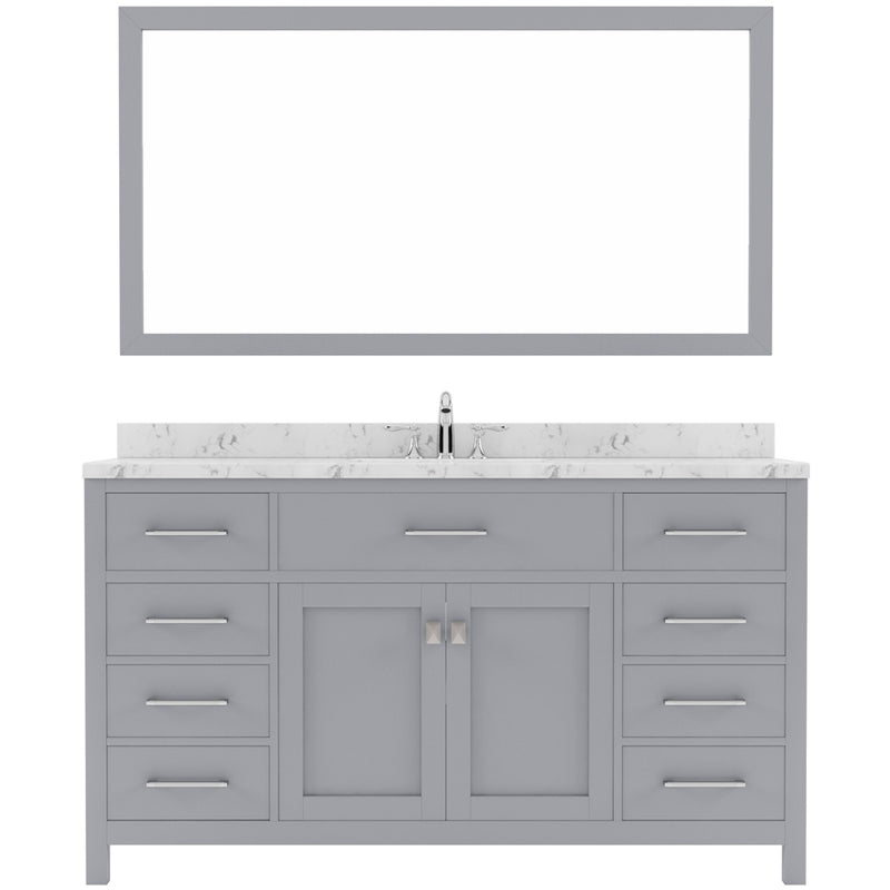 Modern Fittings Caroline 60" Single Bath Vanity with Cultured Marble Quartz Top and Round Sink Faucet