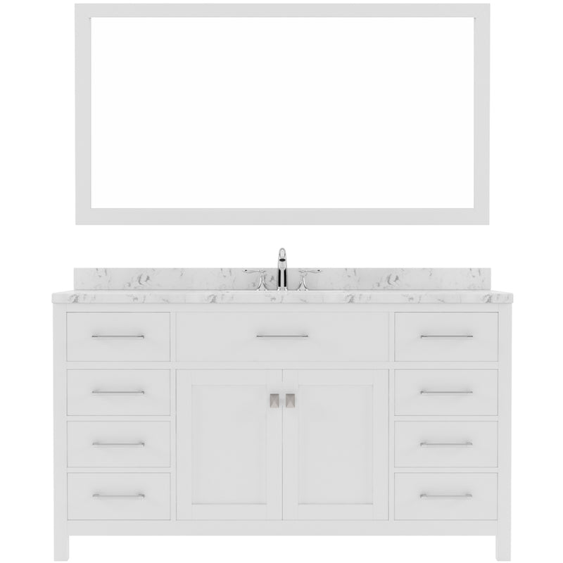 Modern Fittings Caroline 60" Single Bath Vanity with Cultured Marble Quartz Top and Round Sink Faucet