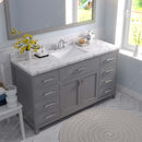 Modern Fittings Caroline 60" Single Bath Vanity with Cultured Marble Quartz Top and Square Sink