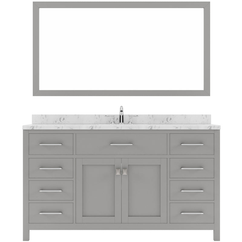 Modern Fittings Caroline 60" Single Bath Vanity with Cultured Marble Quartz Top and Square Sink