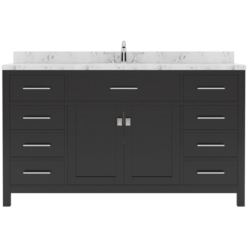 Modern Fittings Caroline 60" Single Bath Vanity with Cultured Marble Quartz Top and Square Sink