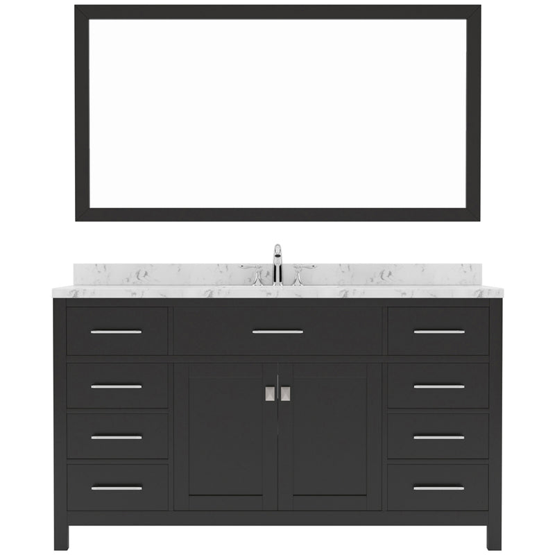 Modern Fittings Caroline 60" Single Bath Vanity with Cultured Marble Quartz Top and Square Sink