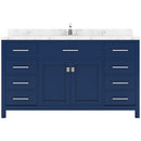 Modern Fittings Caroline 60" Single Bath Vanity with Cultured Marble Quartz Top and Square Sink