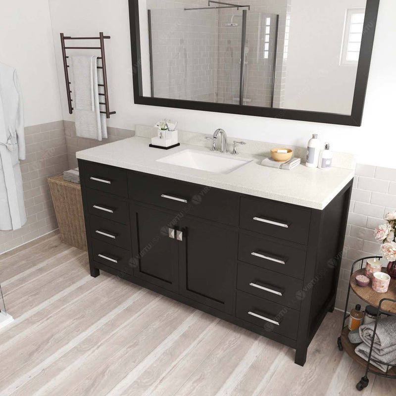 Modern Fittings Caroline 60" Single Bath Vanity with Quartz Top and Square Sink