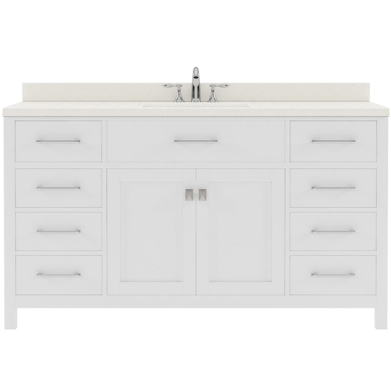 Modern Fittings Caroline 60" Single Bath Vanity with Quartz Top and Square Sink