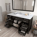 Modern Fittings Caroline 60" Single Bath Vanity with Marble Top and Square Sink Faucet