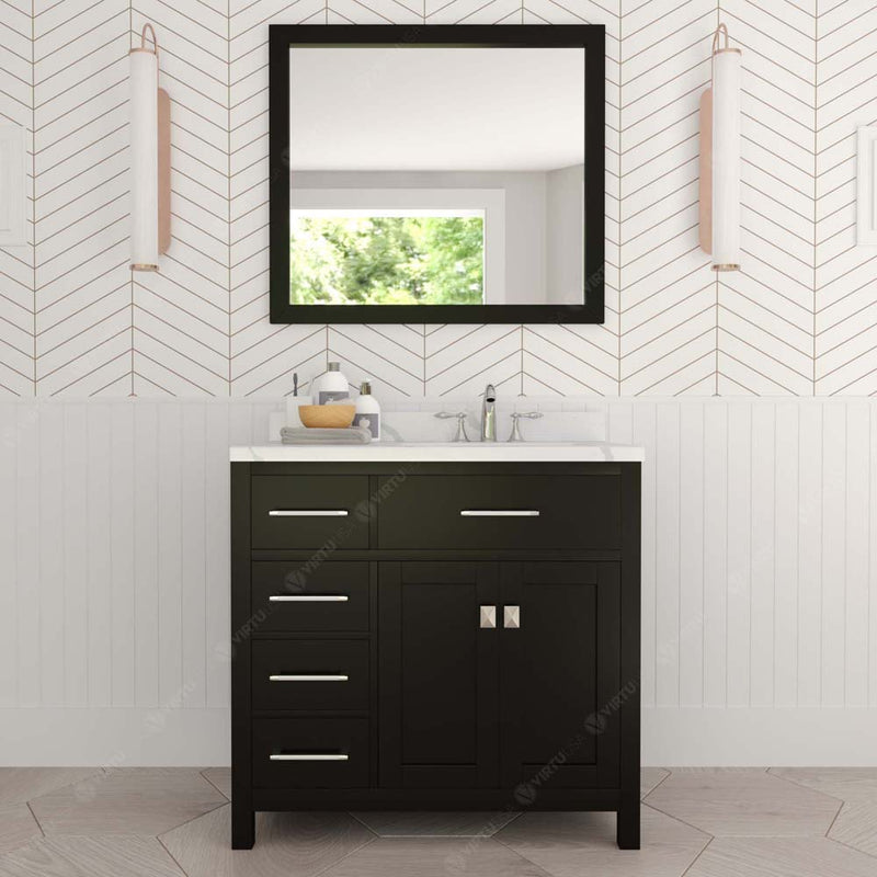 Modern Fittings Caroline Parkway 36" Single Bath Vanity with Calacatta Quartz Top and Round Sink