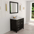 Modern Fittings Caroline Parkway 36" Single Bath Vanity with Calacatta Quartz Top and Round Sink Faucet