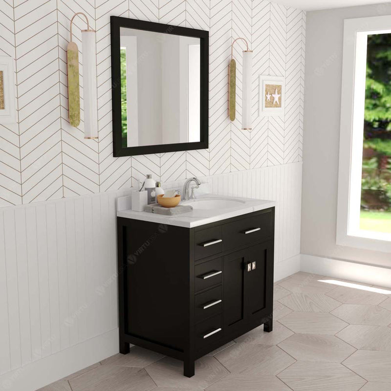 Modern Fittings Caroline Parkway 36" Single Bath Vanity with Calacatta Quartz Top and Round Sink