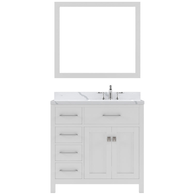 Modern Fittings Caroline Parkway 36" Single Bath Vanity with Calacatta Quartz Top and Round Sink Faucet