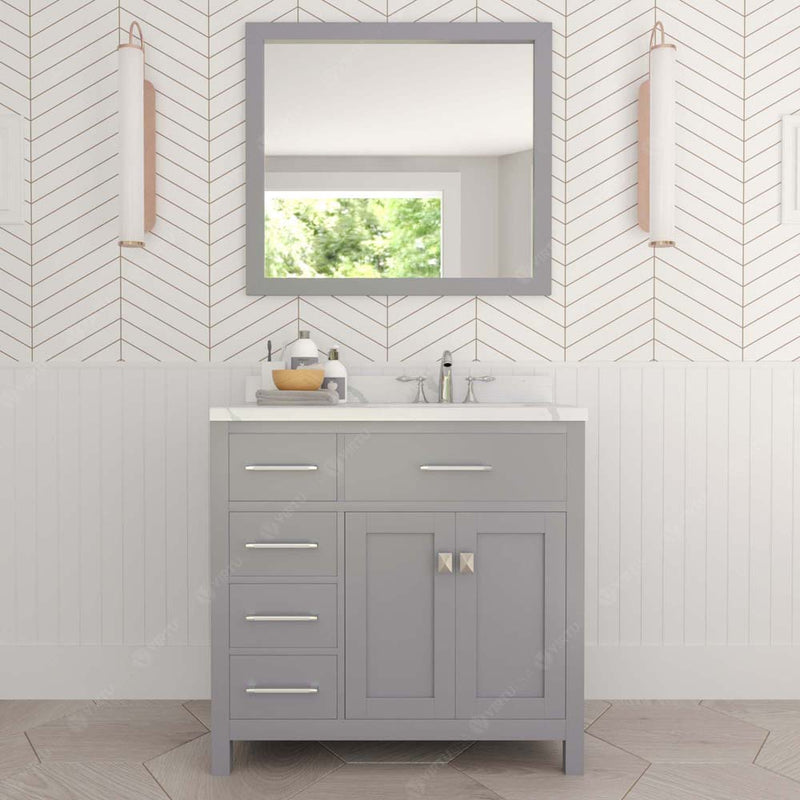 Modern Fittings Caroline Parkway 36" Single Bath Vanity with Calacatta Quartz Top and Square Sink Faucet