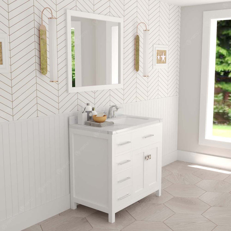 Modern Fittings Caroline Parkway 36" Single Bath Vanity with Calacatta Quartz Top and Square Sink