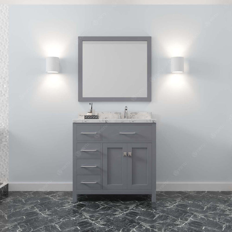 Modern Fittings Caroline Parkway 36" Single Bath Vanity with Cultured Marble Quartz Top and Round Sink