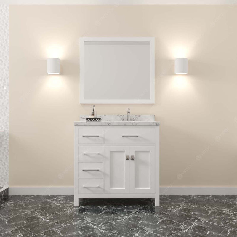 Modern Fittings Caroline Parkway 36" Single Bath Vanity with Cultured Marble Quartz Top and Round Sink Faucet