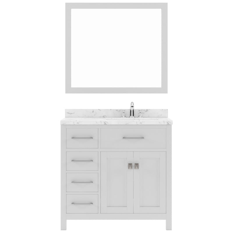 Modern Fittings Caroline Parkway 36" Single Bath Vanity with Cultured Marble Quartz Top and Round Sink Faucet