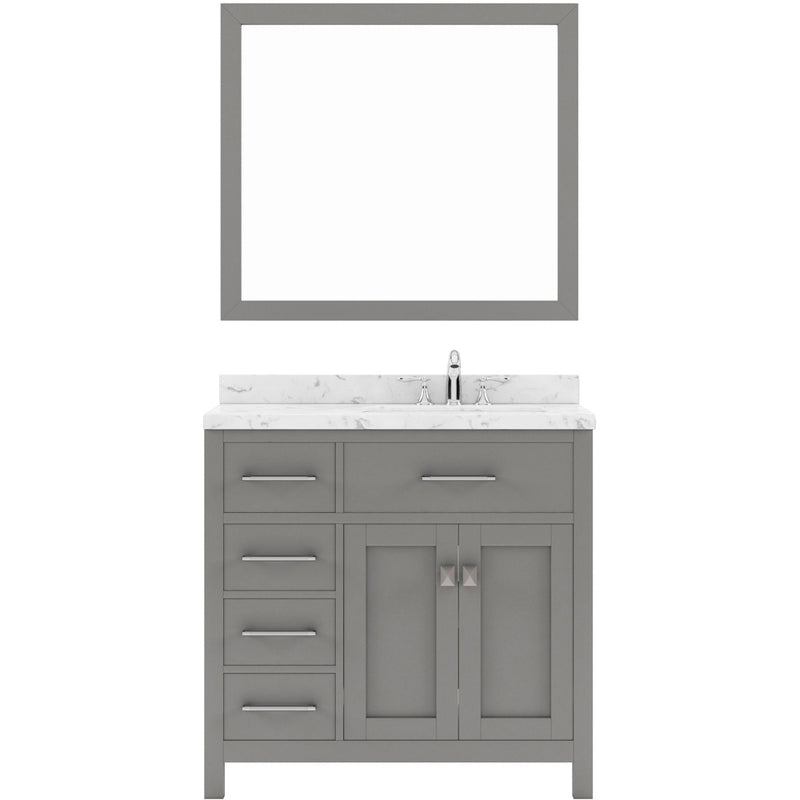 Modern Fittings Caroline Parkway 36" Single Bath Vanity with Cultured Marble Quartz Top and Square Sink Faucet