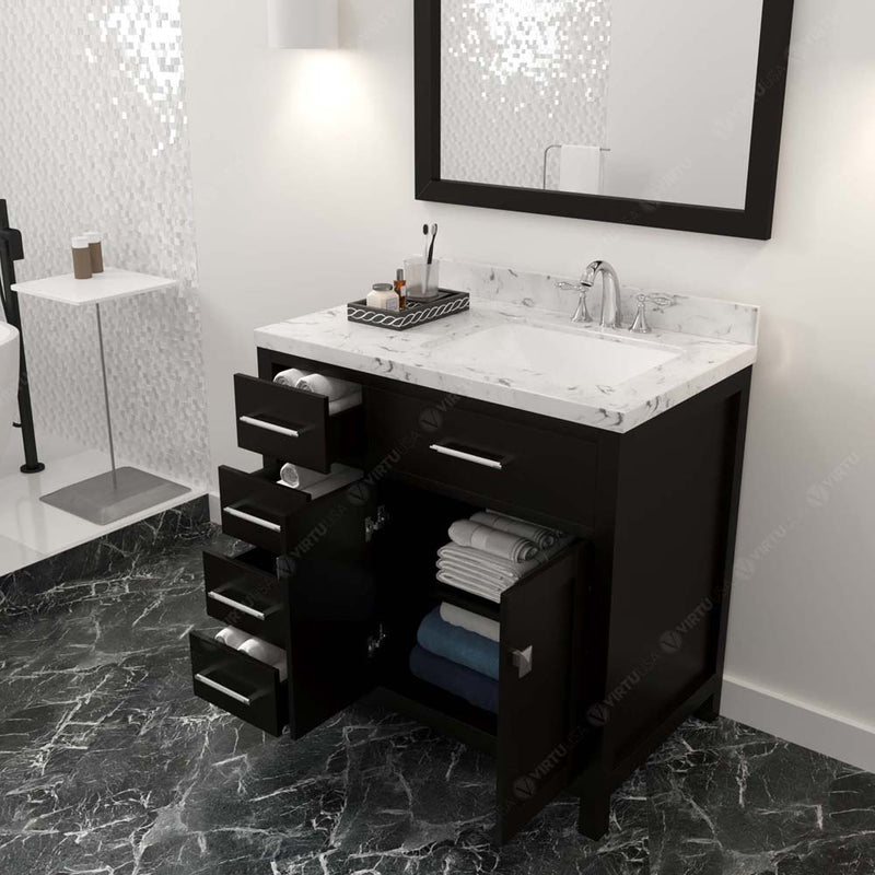 Modern Fittings Caroline Parkway 36" Single Bath Vanity with Cultured Marble Quartz Top and Square Sink