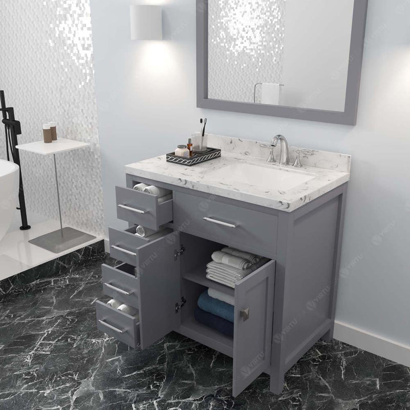 Modern Fittings Caroline Parkway 36" Single Bath Vanity with Cultured Marble Quartz Top and Square Sink Faucet