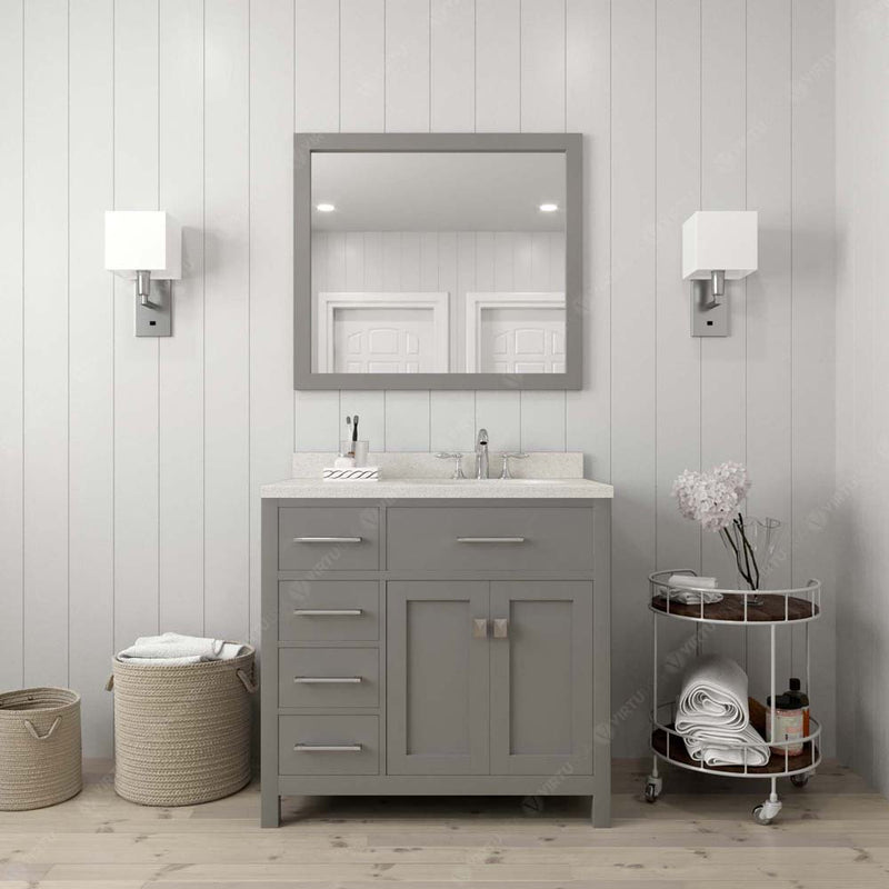 Modern Fittings Caroline Parkway 36" Single Bath Vanity with Quartz Top and Round Sink Faucet