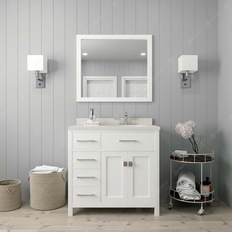 Modern Fittings Caroline Parkway 36" Single Bath Vanity with Quartz Top and Round Sink Faucet