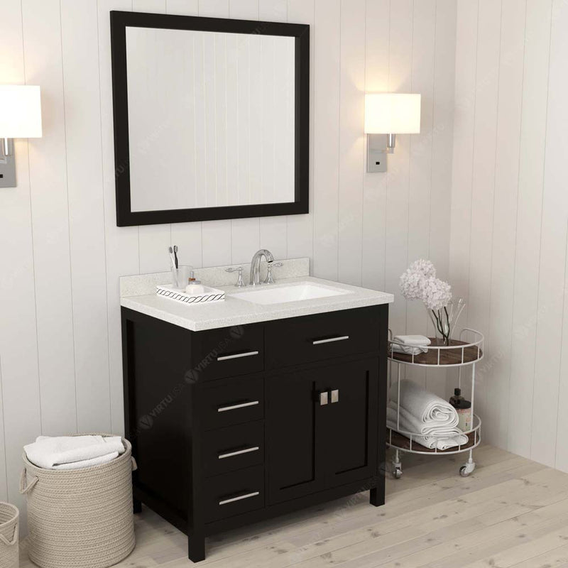 Modern Fittings Caroline Parkway 36" Single Bath Vanity with Quartz Top and Square Sink Faucet