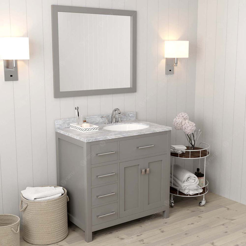 Modern Fittings Caroline Parkway 36" Single Bath Vanity with Marble Top and Round Sink