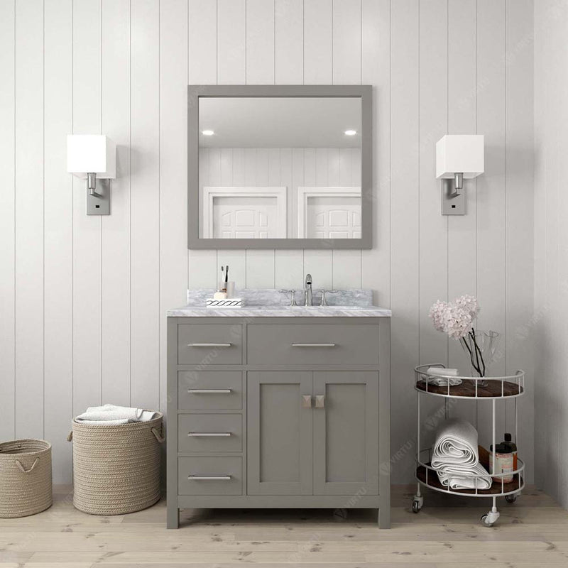 Modern Fittings Caroline Parkway 36" Single Bath Vanity with Marble Top and Square Sink Faucet