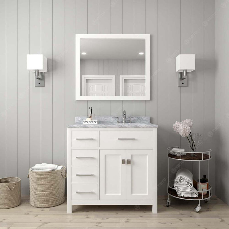 Modern Fittings Caroline Parkway 36" Single Bath Vanity with Marble Top and Square Sink Faucet