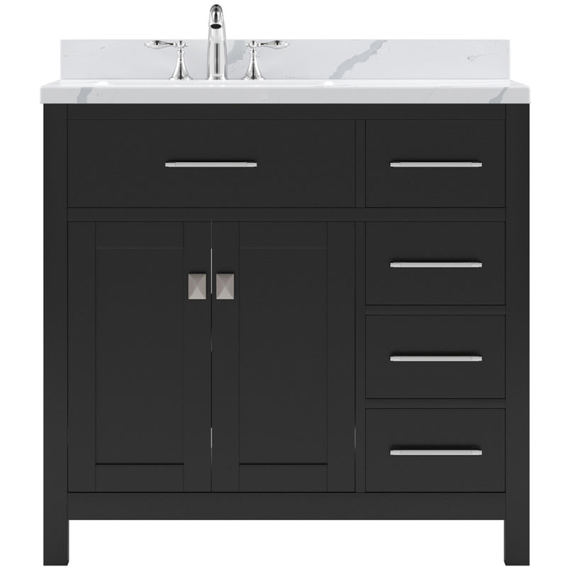 Modern Fittings Caroline Parkway 36" Single Bath Oval Vanity with Calacatta Quartz Top and Round Sink