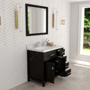 Modern Fittings Caroline Parkway 36" Single Bath Oval Vanity with Calacatta Quartz Top and Round Sink Faucet