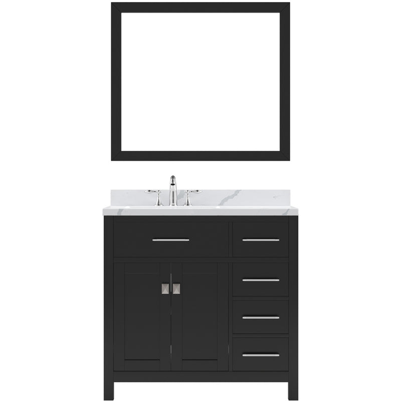 Modern Fittings Caroline Parkway 36" Single Bath Oval Vanity with Calacatta Quartz Top and Round Sink