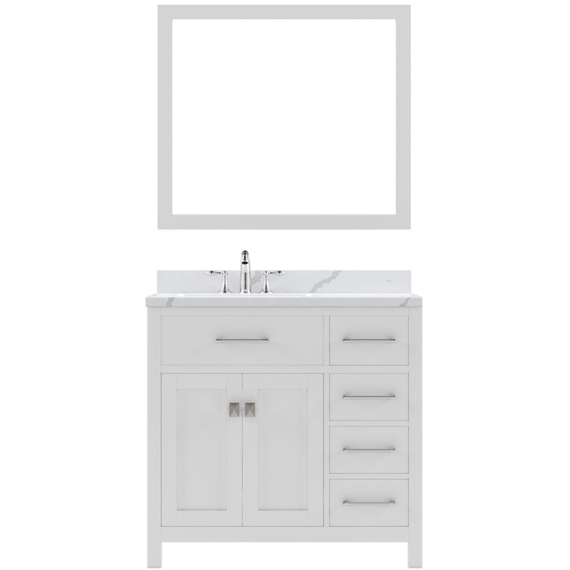 Modern Fittings Caroline Parkway 36" Single Bath Oval Vanity with Calacatta Quartz Top and Round Sink