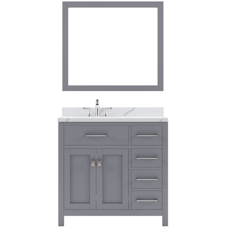 Modern Fittings Caroline Parkway 36" Single Bath Rectangular Vanity with Calacatta Quartz Top and Square Sink