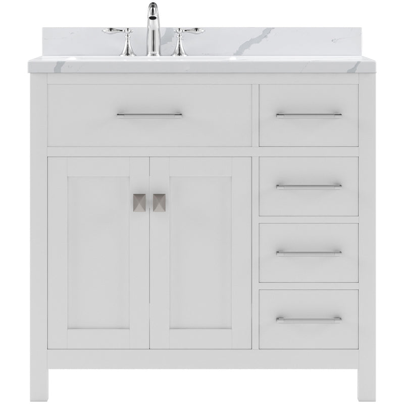 Modern Fittings Caroline Parkway 36" Single Bath Rectangular Vanity with Calacatta Quartz Top and Square Sink