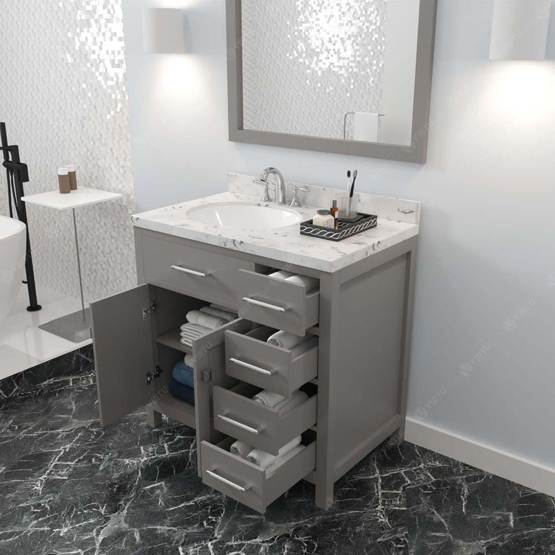 Modern Fittings Caroline Parkway 36" Single Bath Vanity with Cultured Marble Quartz Top and Round Sinks