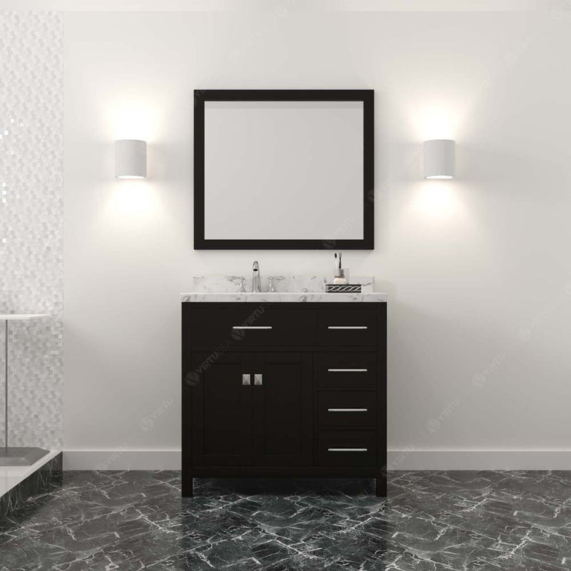 Modern Fittings Caroline Parkway 36" Single Bath Vanity with Cultured Marble Quartz Top and Round Sinks Faucet