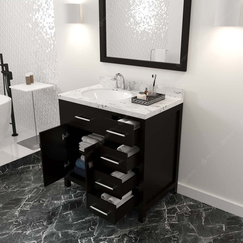 Modern Fittings Caroline Parkway 36" Single Bath Vanity with Cultured Marble Quartz Top and Round Sinks