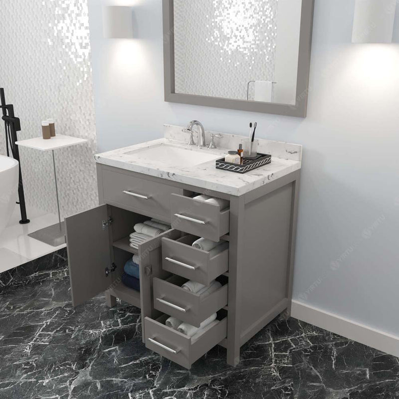 Modern Fittings Caroline Parkway 36" Single Bath Vanity with Cultured Marble Quartz Top and Square Sinks