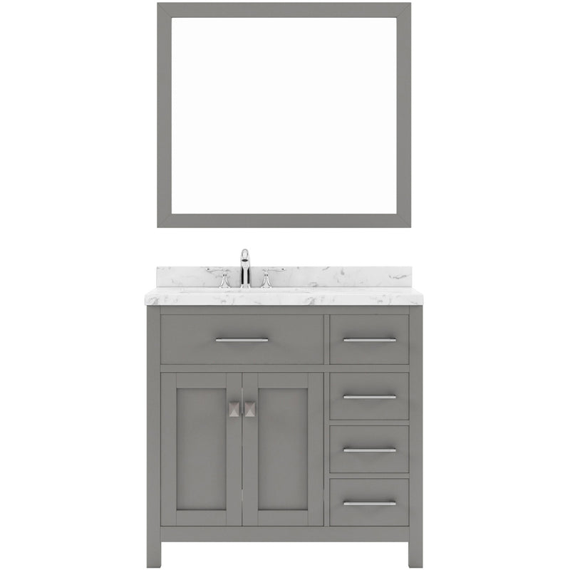 Modern Fittings Caroline Parkway 36" Single Bath Vanity with Cultured Marble Quartz Top and Square Sinks Faucet