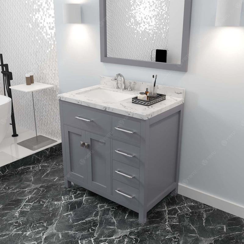 Modern Fittings Caroline Parkway 36" Single Bath Vanity with Cultured Marble Quartz Top and Square Sinks