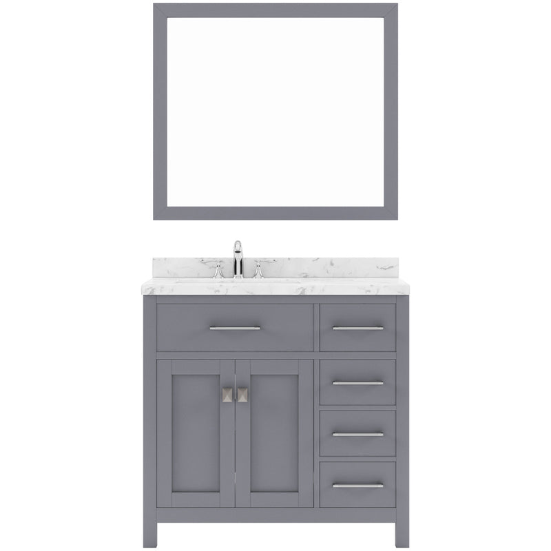 Modern Fittings Caroline Parkway 36" Single Bath Vanity with Cultured Marble Quartz Top and Square Sinks