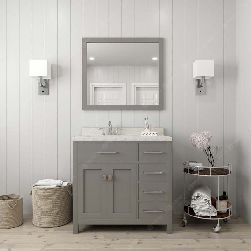 Modern Fitings Caroline Parkway 36" Single Bath Oval Vanity with Quartz Top and Round Sink