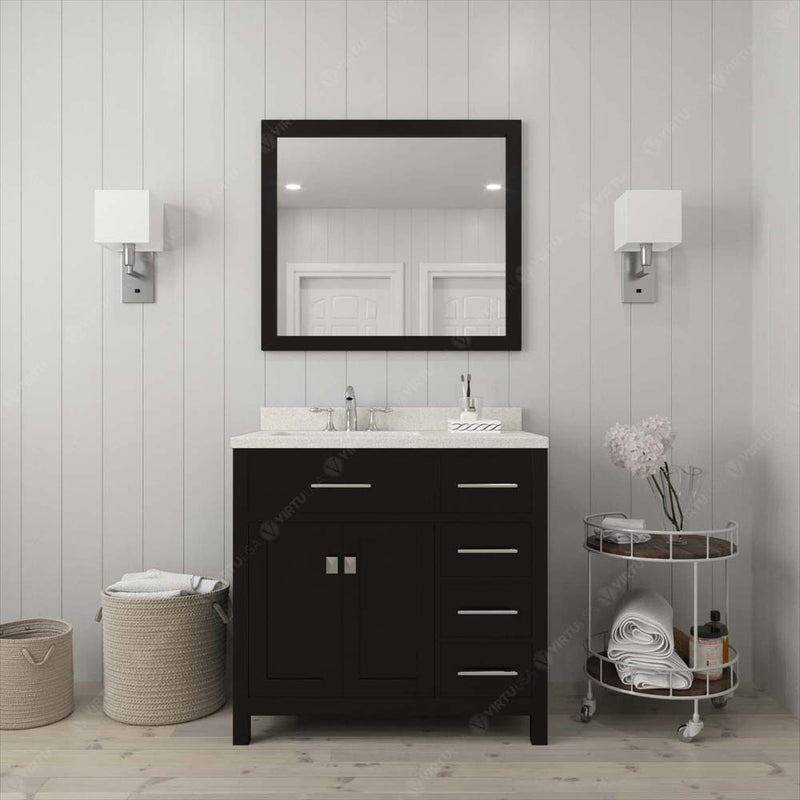 Modern Fitings Caroline Parkway 36" Single Bath Oval Vanity with Quartz Top and Round Sink Faucet