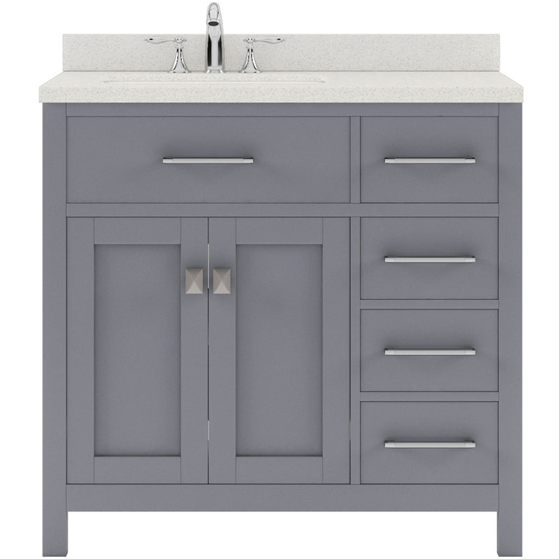 Modern Fitings Caroline Parkway 36" Single Bath Oval Vanity with Quartz Top and Round Sink