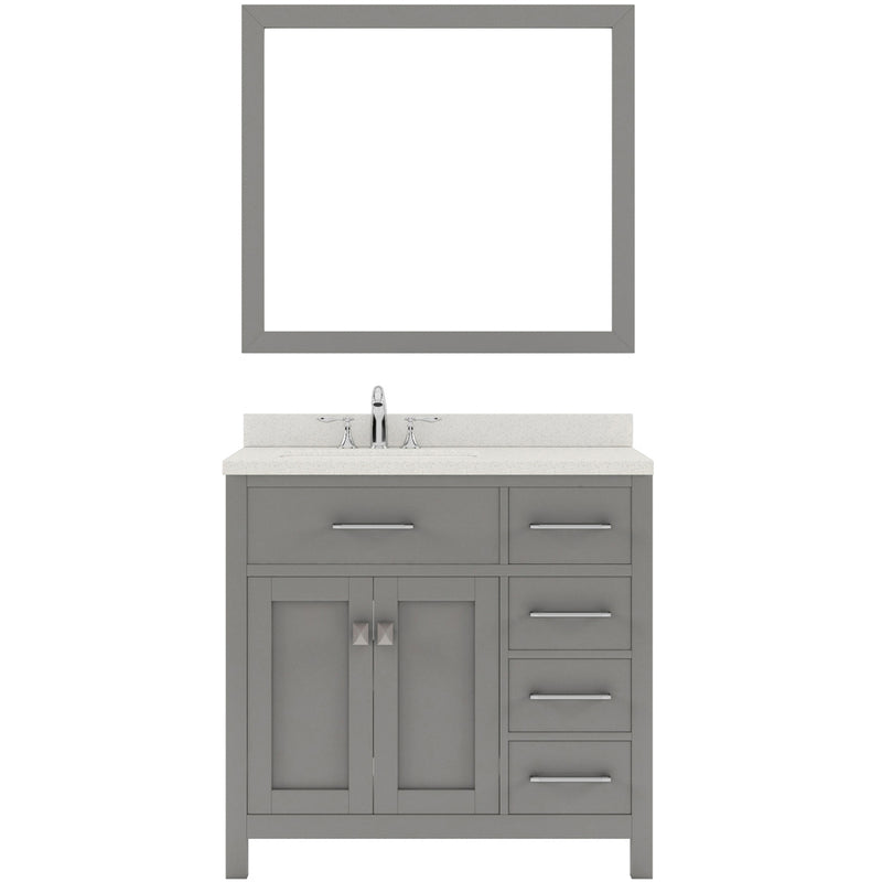 Modern Fittings Caroline Parkway 36" Single Bath Rectangular Vanity with Quartz Top and Square Sink Faucet