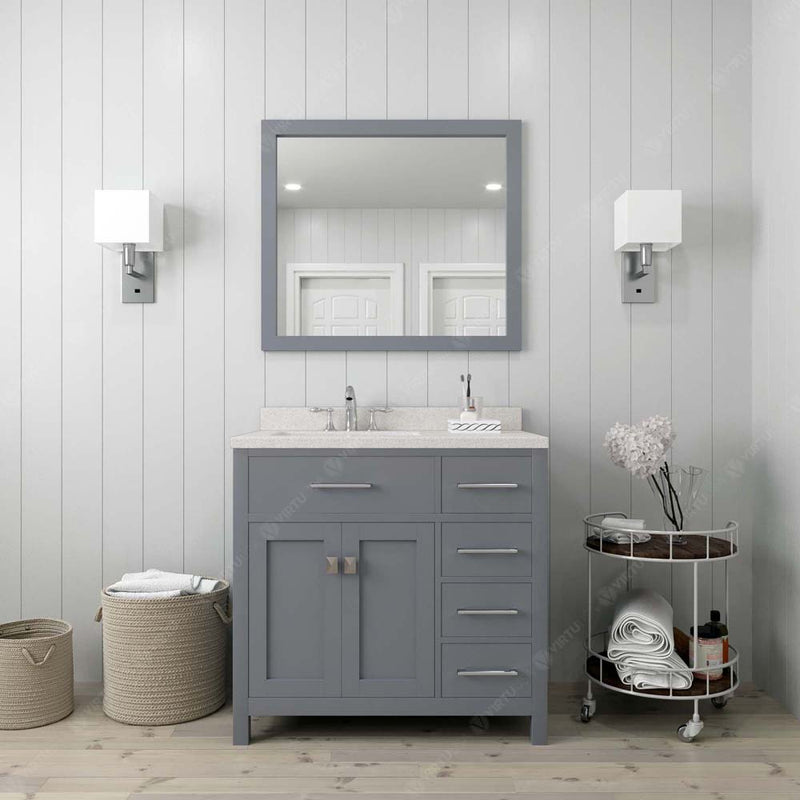 Modern Fittings Caroline Parkway 36" Single Bath Rectangular Vanity with Quartz Top and Square Sink