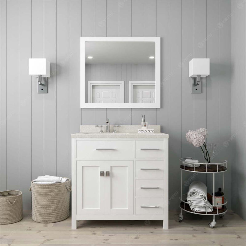 Modern Fittings Caroline Parkway 36" Single Bath Rectangular Vanity with Quartz Top and Square Sink Faucet