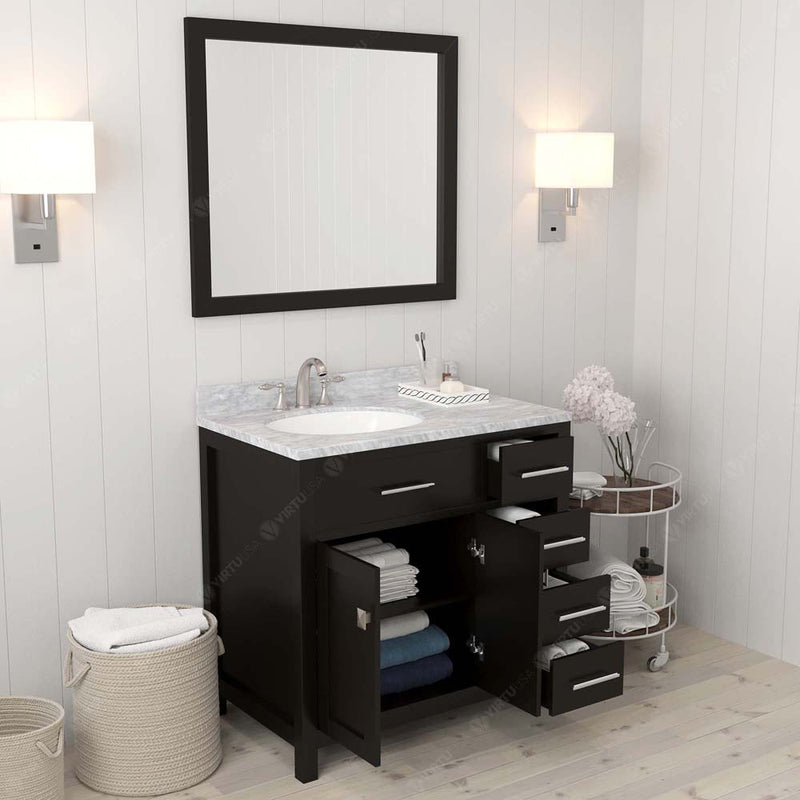 Modern Fittings Caroline Parkway 36" Single Bath Oval Vanity with Marble Top and Round Sink